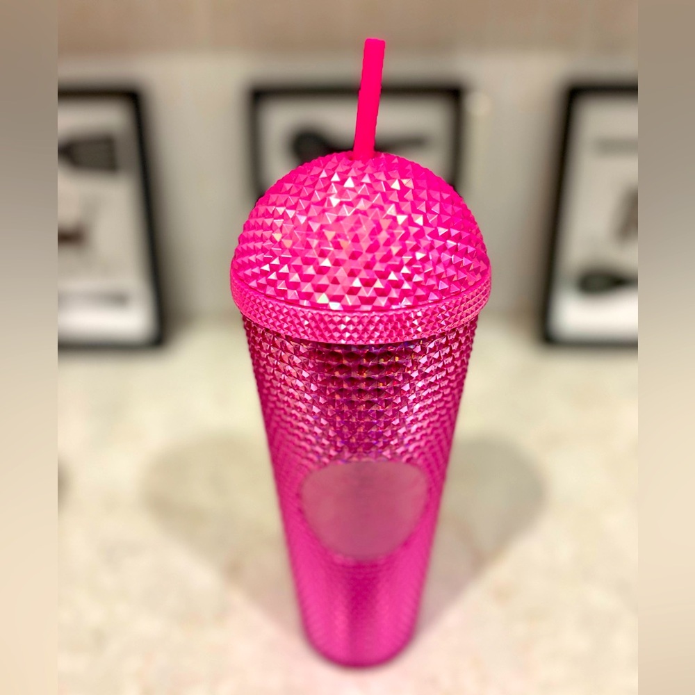 NEW with tag Venti 24oz Starbucks Studded Pink Dome cold cup with straw